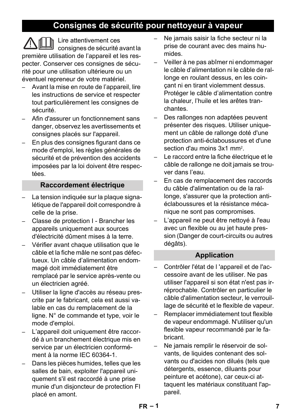 Français, Consignes de sécurité pour nettoyeur à vapeur | Karcher DE 4002 EU User Manual | Page 7 / 60