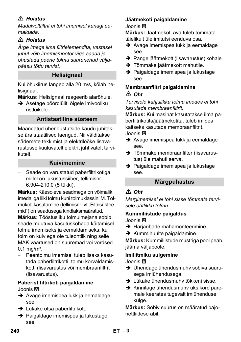 Karcher NT 35-1 Tact Te M User Manual | Page 240 / 284