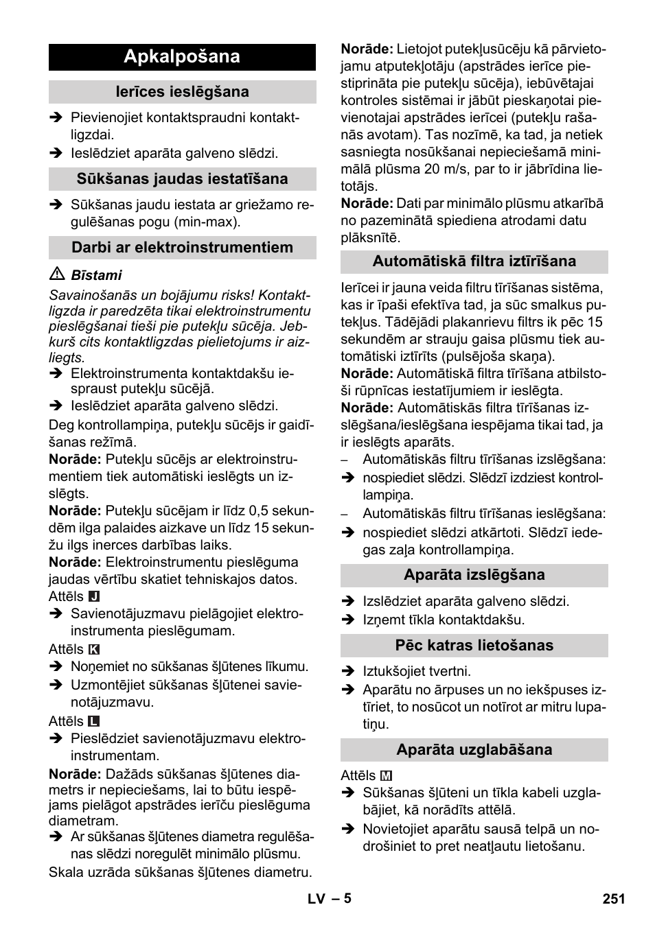 Apkalpošana | Karcher NT 35-1 Tact Te M User Manual | Page 251 / 284