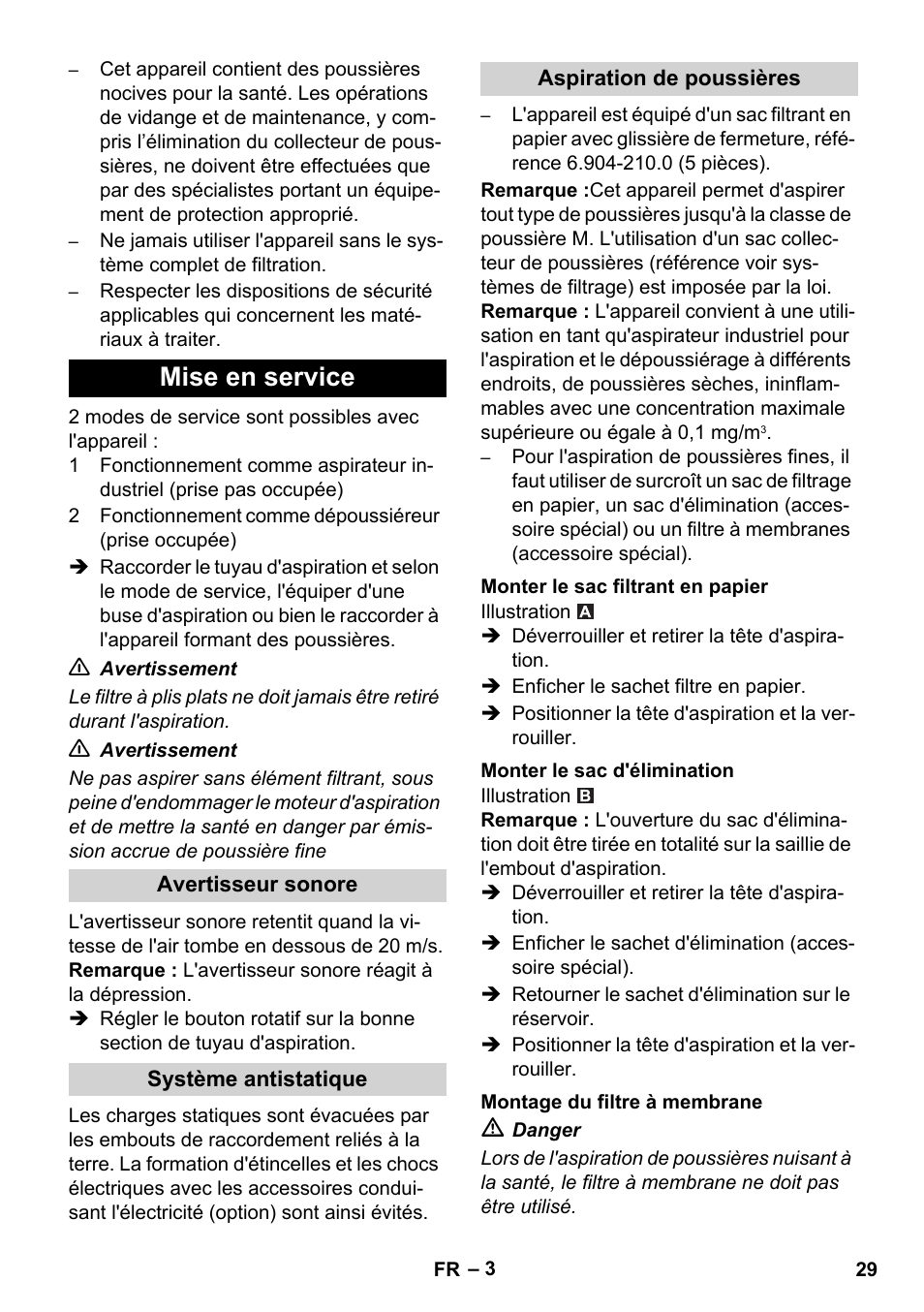 Mise en service | Karcher NT 35-1 Tact Te M User Manual | Page 29 / 284