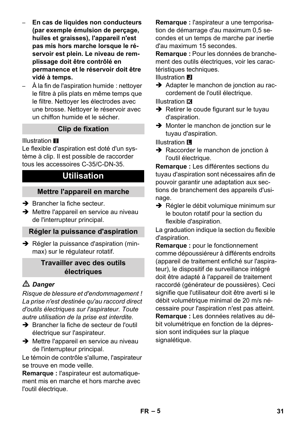 Utilisation | Karcher NT 35-1 Tact Te M User Manual | Page 31 / 284