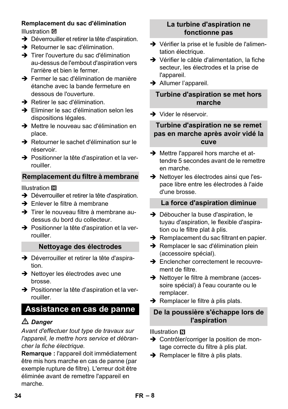 Assistance en cas de panne | Karcher NT 35-1 Tact Te M User Manual | Page 34 / 284