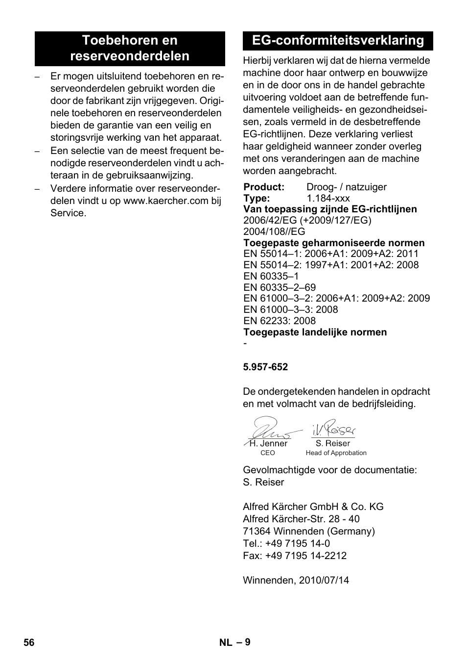 Karcher NT 35-1 Tact Te M User Manual | Page 56 / 284