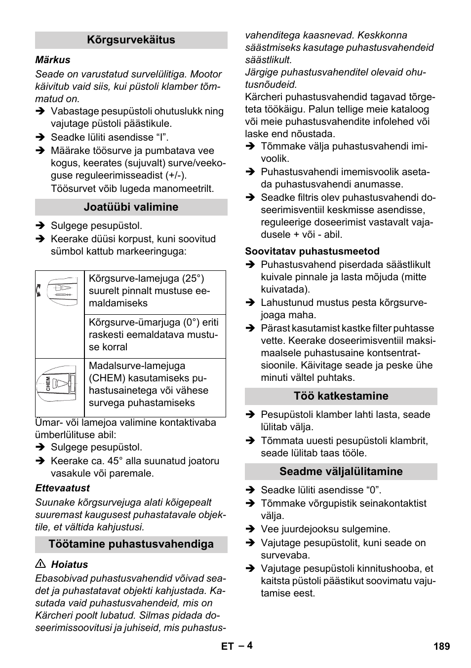 Karcher HD 715 User Manual | Page 189 / 222