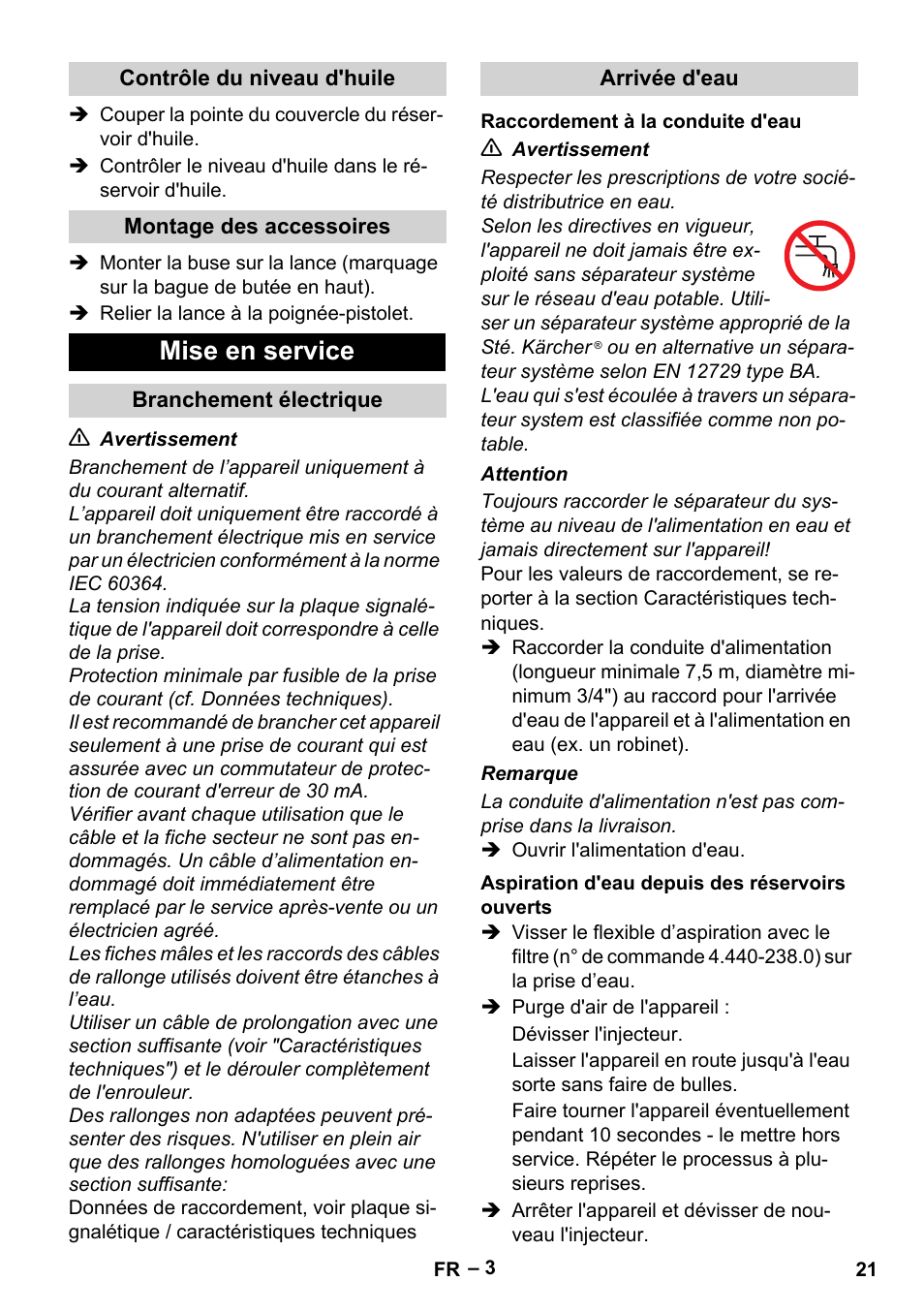 Mise en service | Karcher HD 715 User Manual | Page 21 / 222