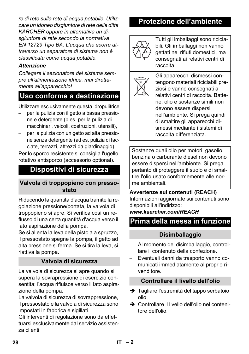 Protezione dell’ambiente, Prima della messa in funzione | Karcher HD 715 User Manual | Page 28 / 222