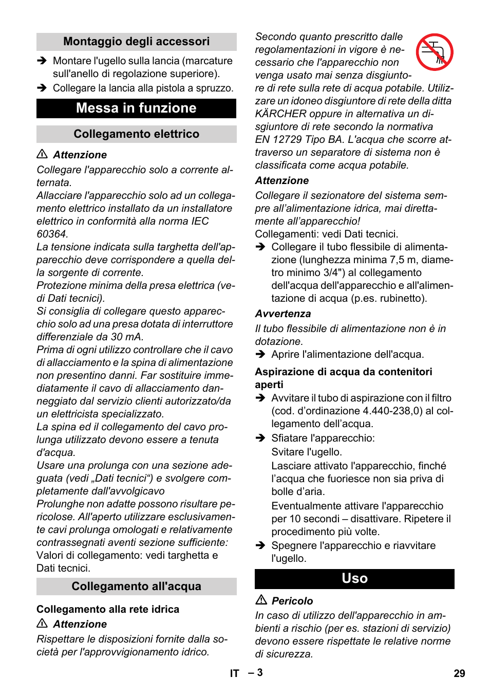 Messa in funzione | Karcher HD 715 User Manual | Page 29 / 222