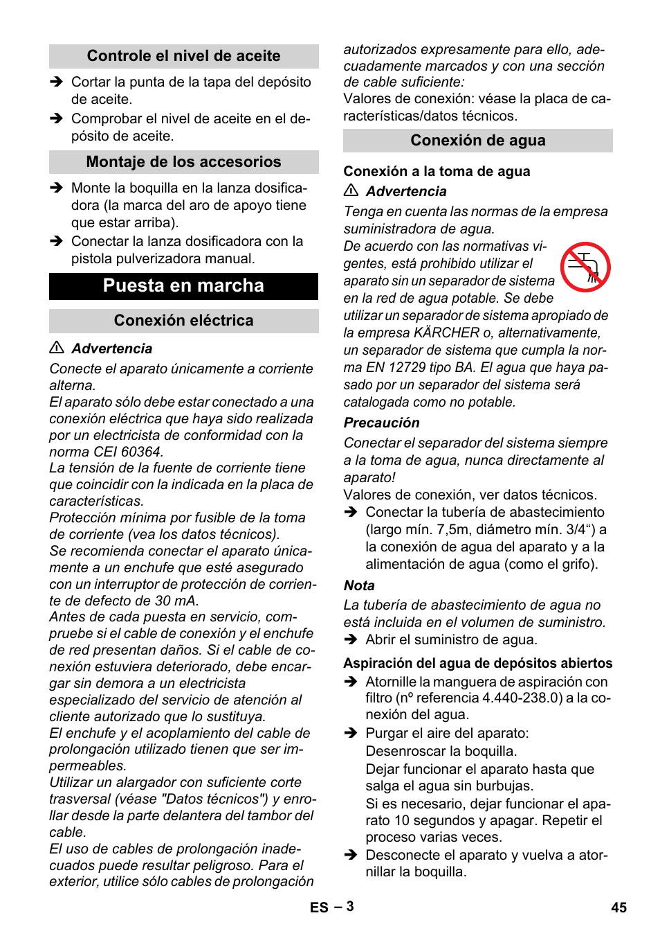 Puesta en marcha | Karcher HD 715 User Manual | Page 45 / 222