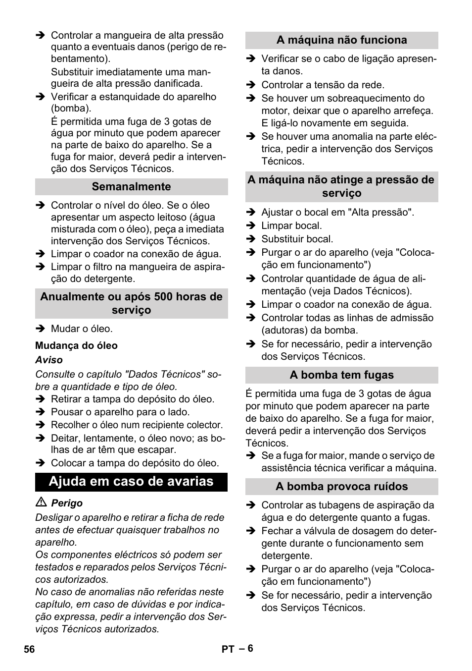 Ajuda em caso de avarias | Karcher HD 715 User Manual | Page 56 / 222