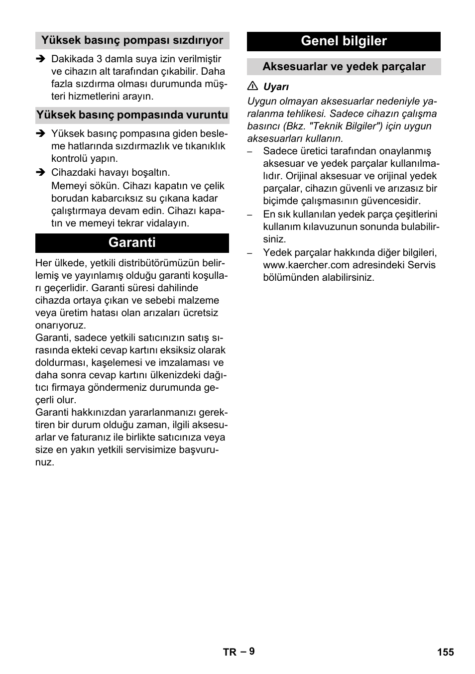 Garanti genel bilgiler | Karcher HD 9-50-4 User Manual | Page 155 / 340