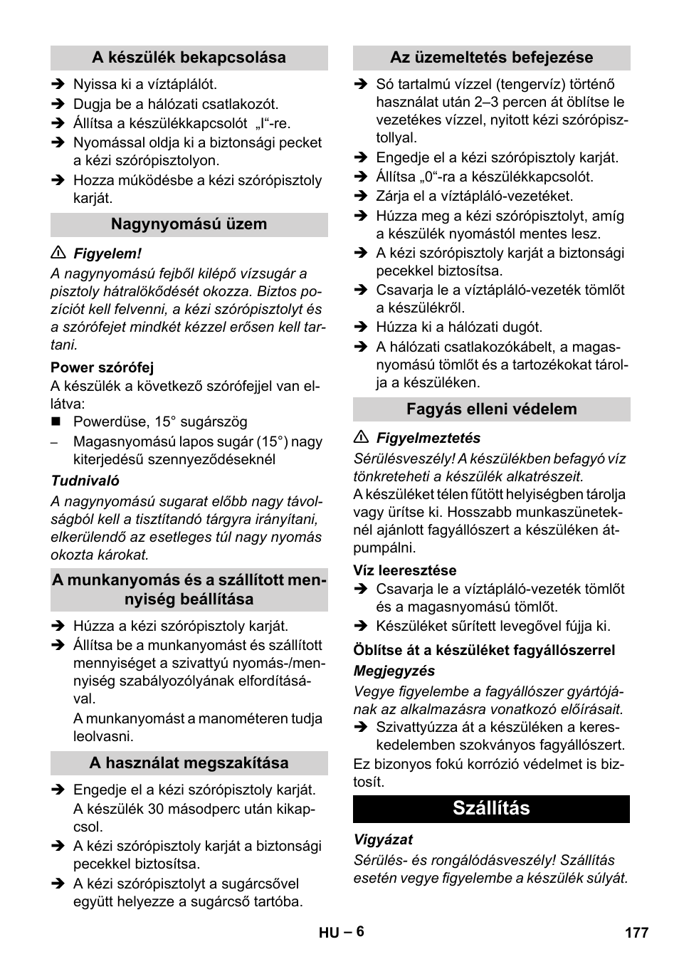 Szállítás | Karcher HD 9-50-4 User Manual | Page 177 / 340