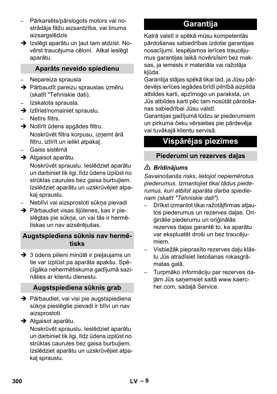 Garantija vispārējas piezīmes | Karcher HD 9-50-4 User Manual | Page 300 / 340