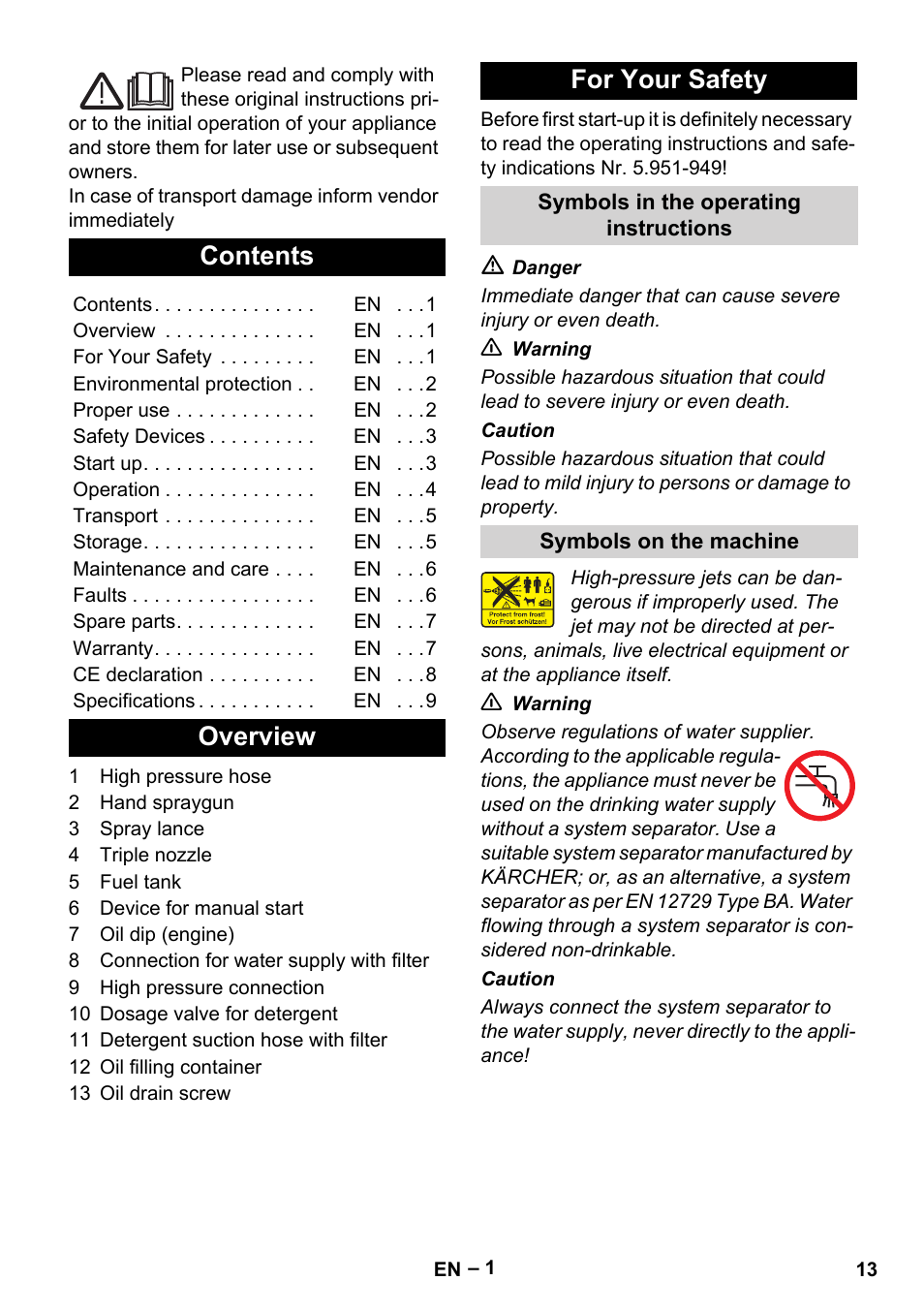 Karcher HD 801 B User Manual | Page 13 / 254