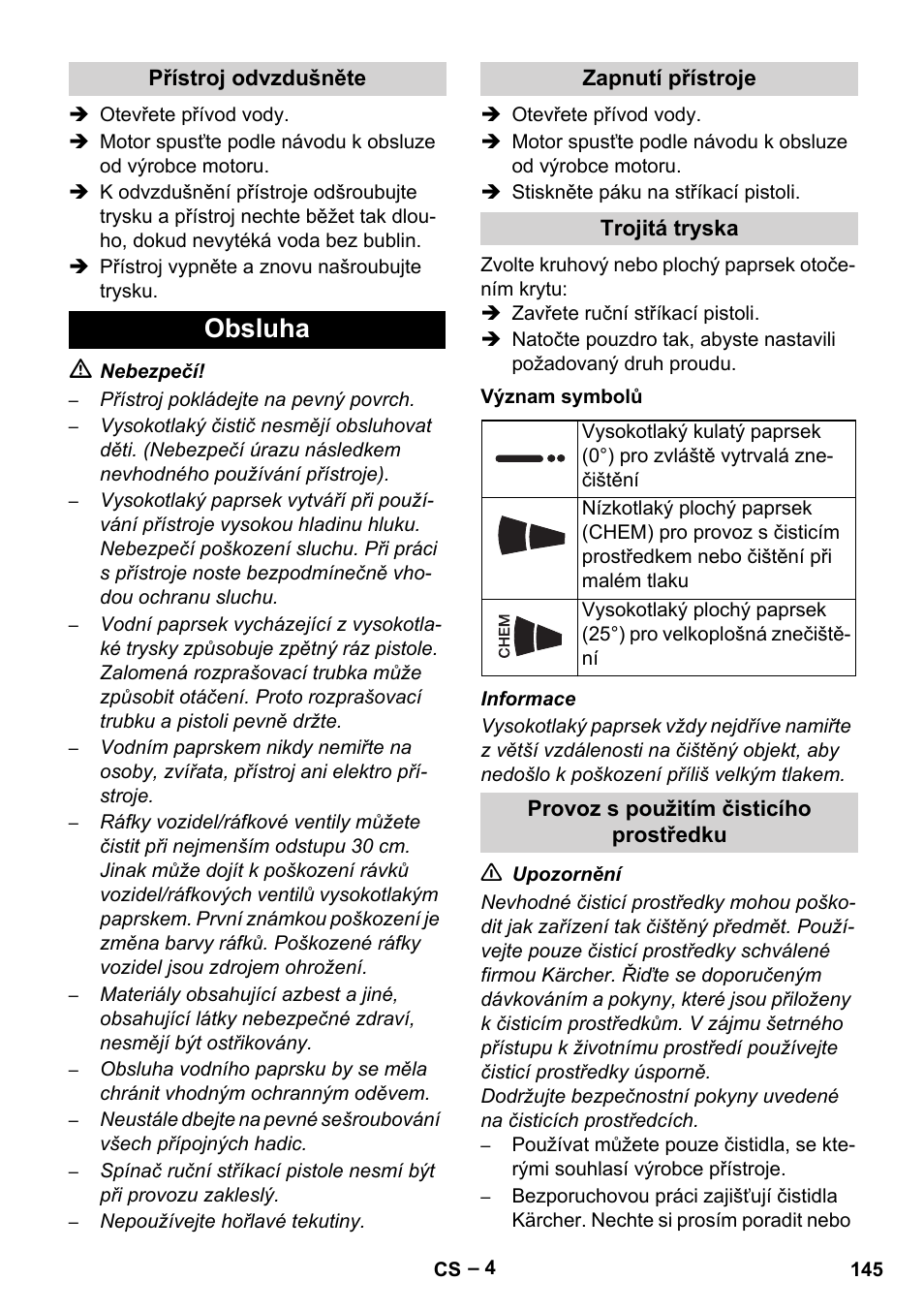 Obsluha | Karcher HD 801 B User Manual | Page 145 / 254