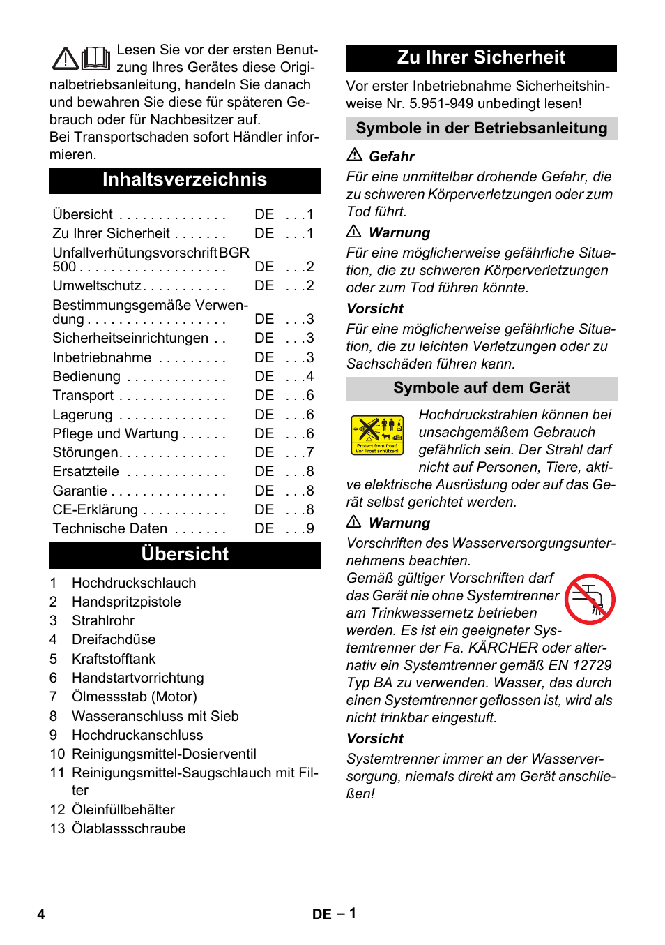 Karcher HD 801 B User Manual | Page 4 / 254