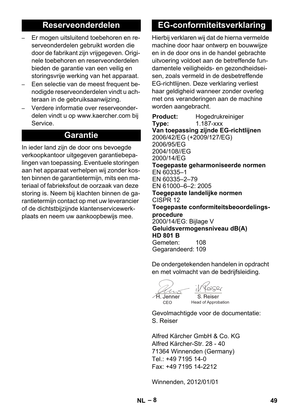 Karcher HD 801 B User Manual | Page 49 / 254