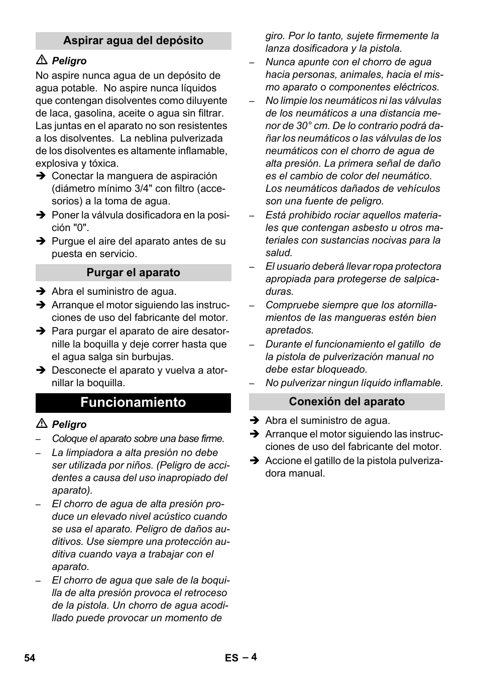 Funcionamiento | Karcher HD 801 B User Manual | Page 54 / 254