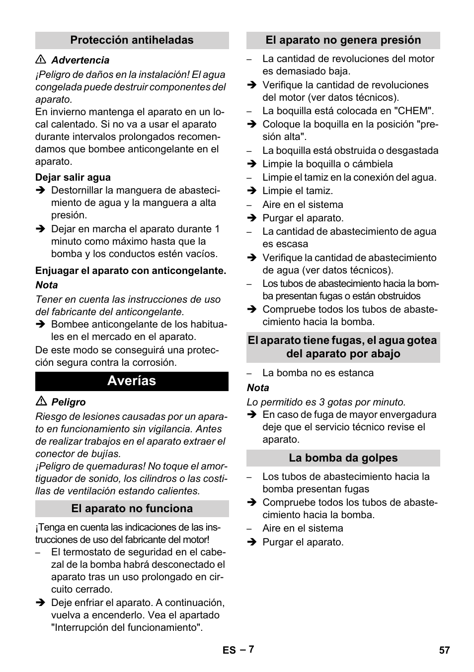 Averías | Karcher HD 801 B User Manual | Page 57 / 254