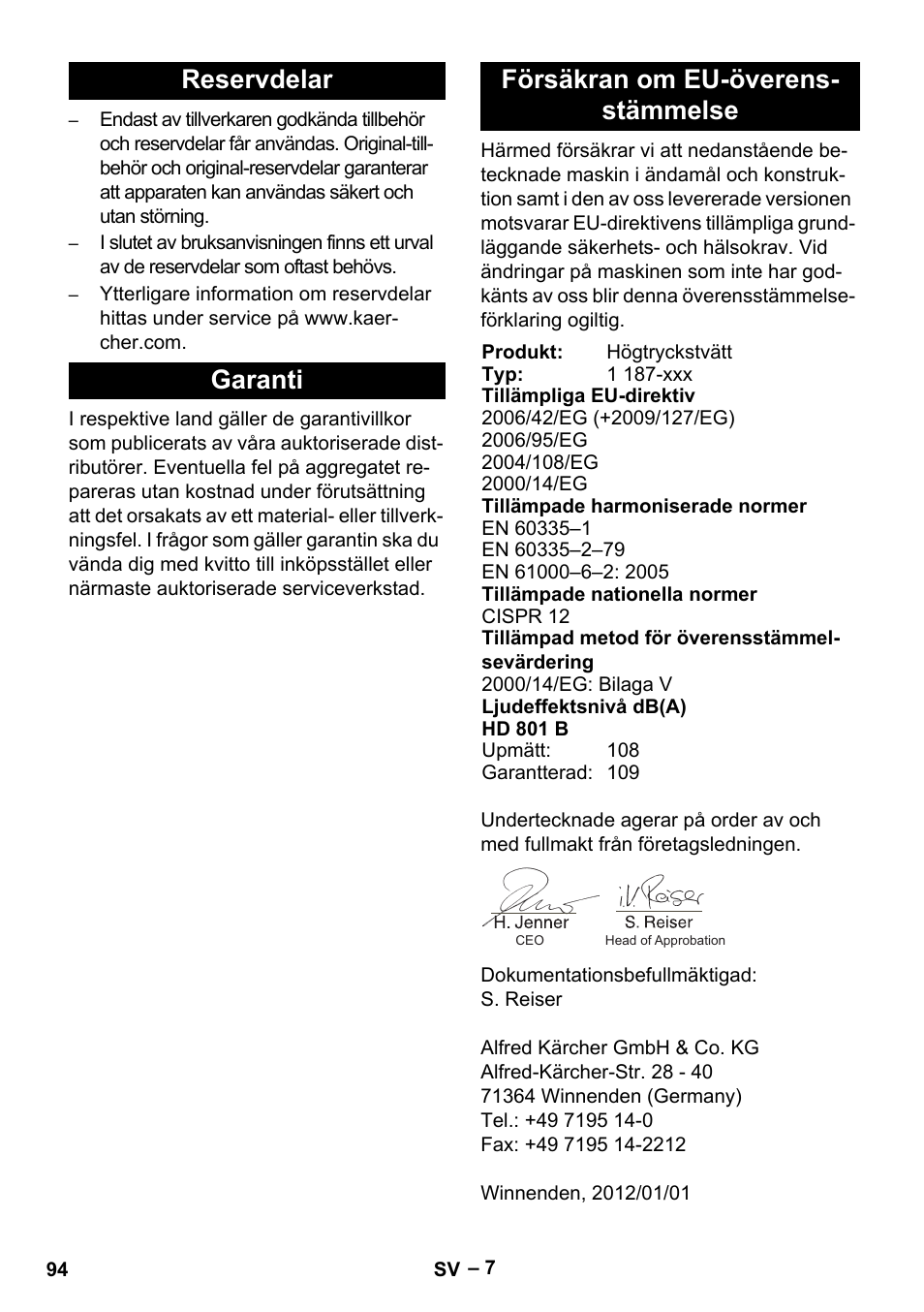 Karcher HD 801 B User Manual | Page 94 / 254