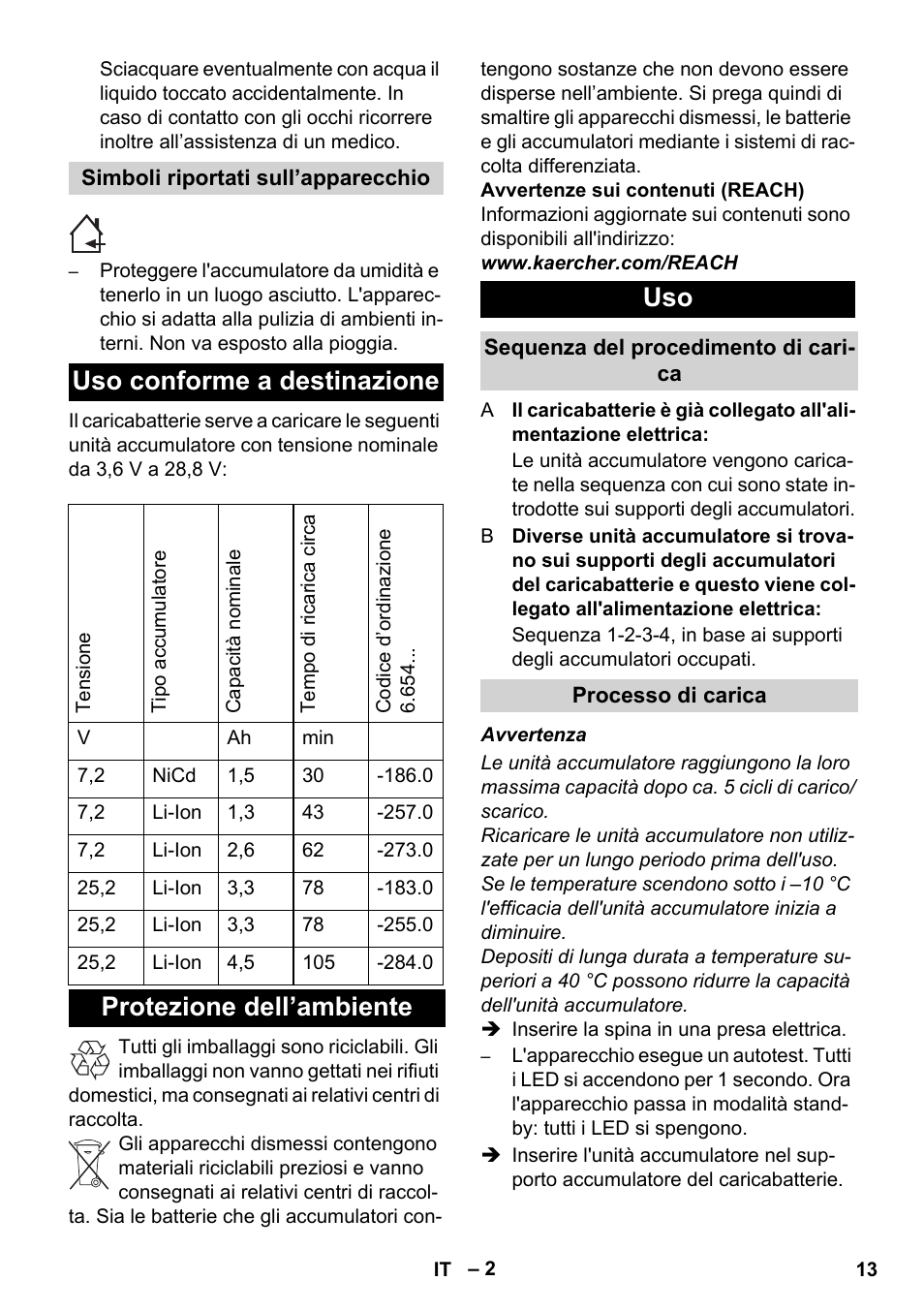 Uso conforme a destinazione, Protezione dell’ambiente uso | Karcher BR 30-4 C Bp Pack User Manual | Page 13 / 84