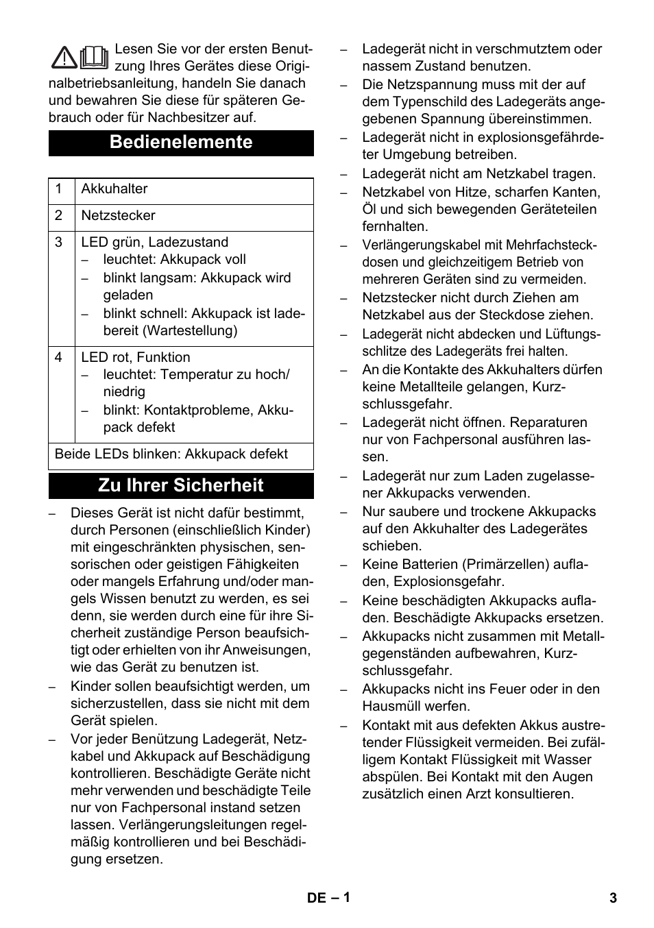 Deutsch, Bedienelemente, Zu ihrer sicherheit | Karcher BR 30-4 C Bp Pack User Manual | Page 3 / 84