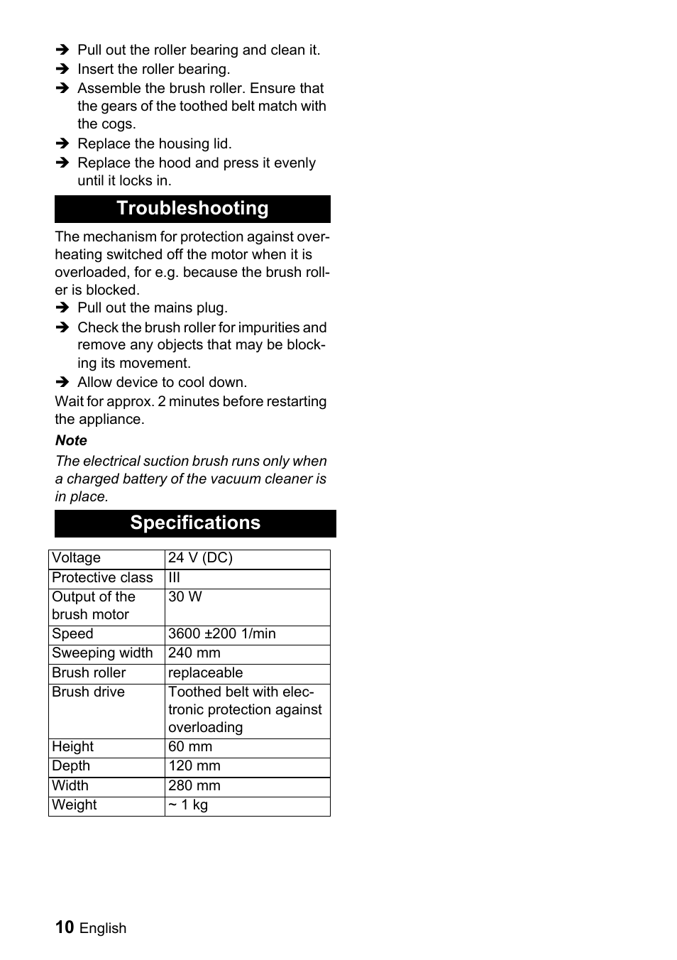 Troubleshooting specifications | Karcher T 9-1 Bp User Manual | Page 10 / 112