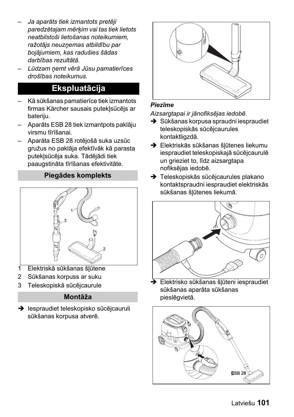 Ekspluatācija | Karcher T 9-1 Bp User Manual | Page 101 / 112