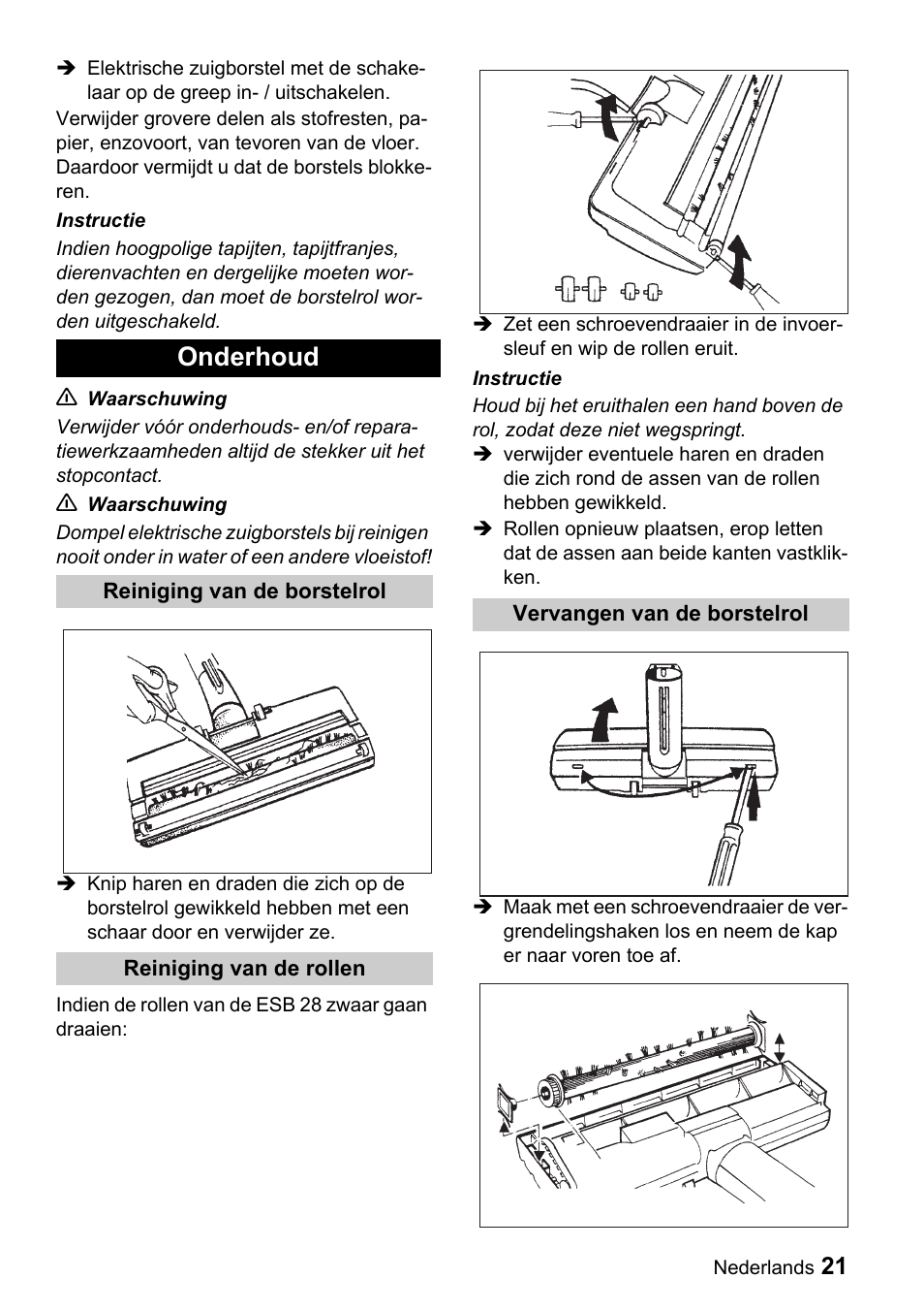 Onderhoud | Karcher T 9-1 Bp User Manual | Page 21 / 112