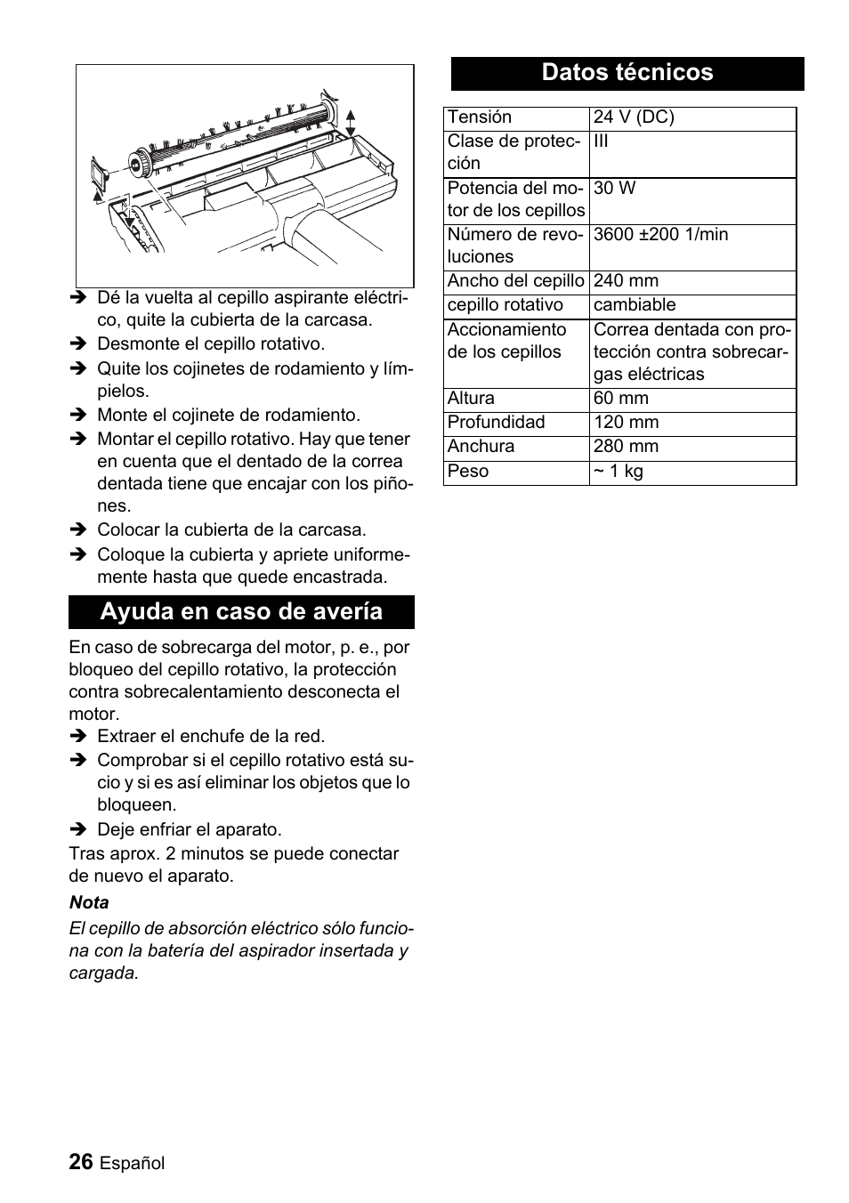 Ayuda en caso de avería datos técnicos | Karcher T 9-1 Bp User Manual | Page 26 / 112