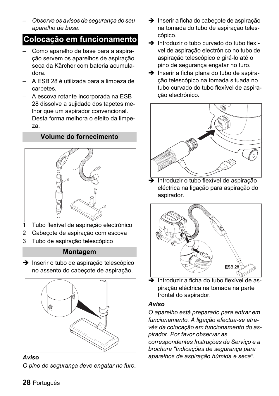 Colocação em funcionamento | Karcher T 9-1 Bp User Manual | Page 28 / 112