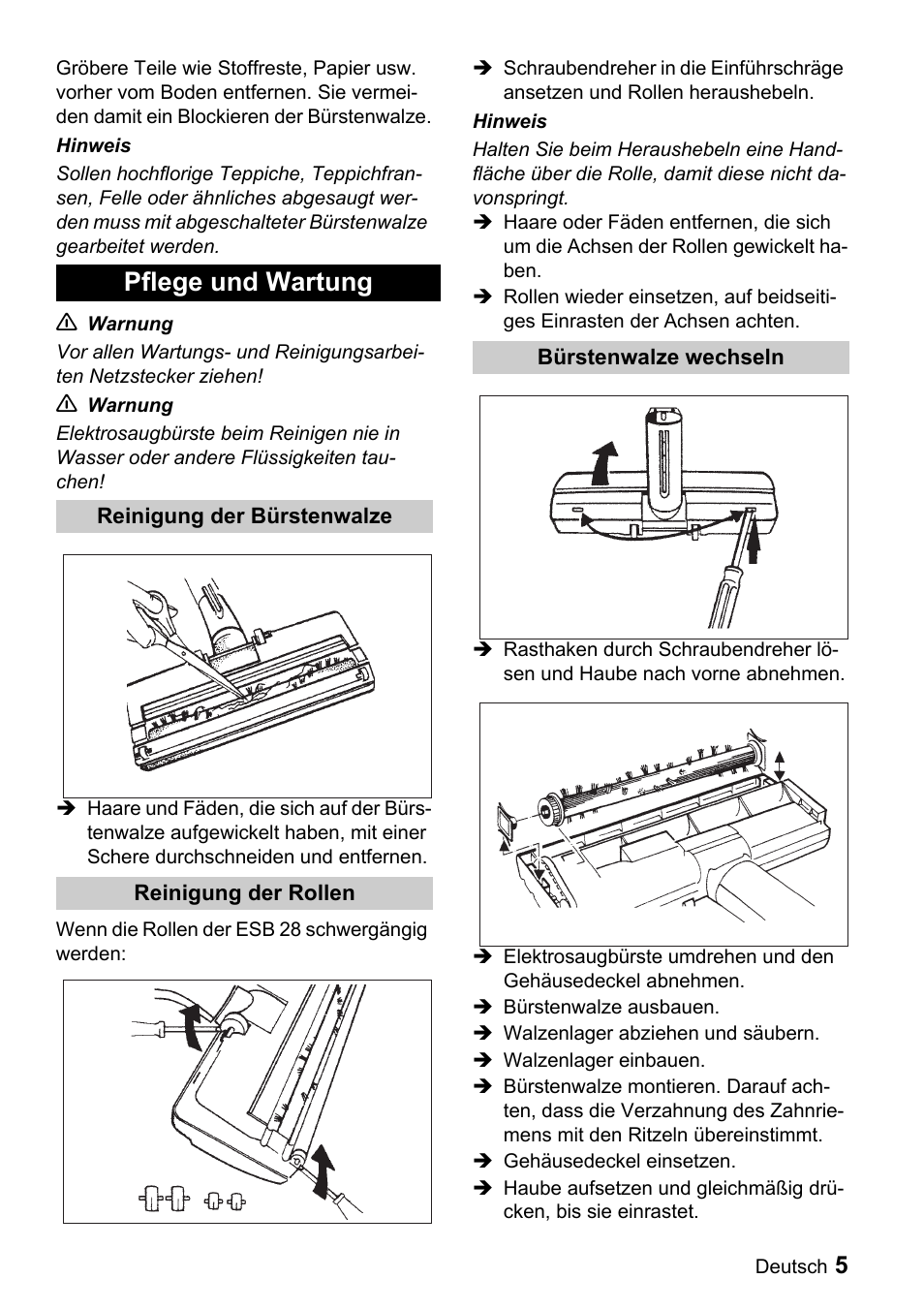 Pflege und wartung | Karcher T 9-1 Bp User Manual | Page 5 / 112