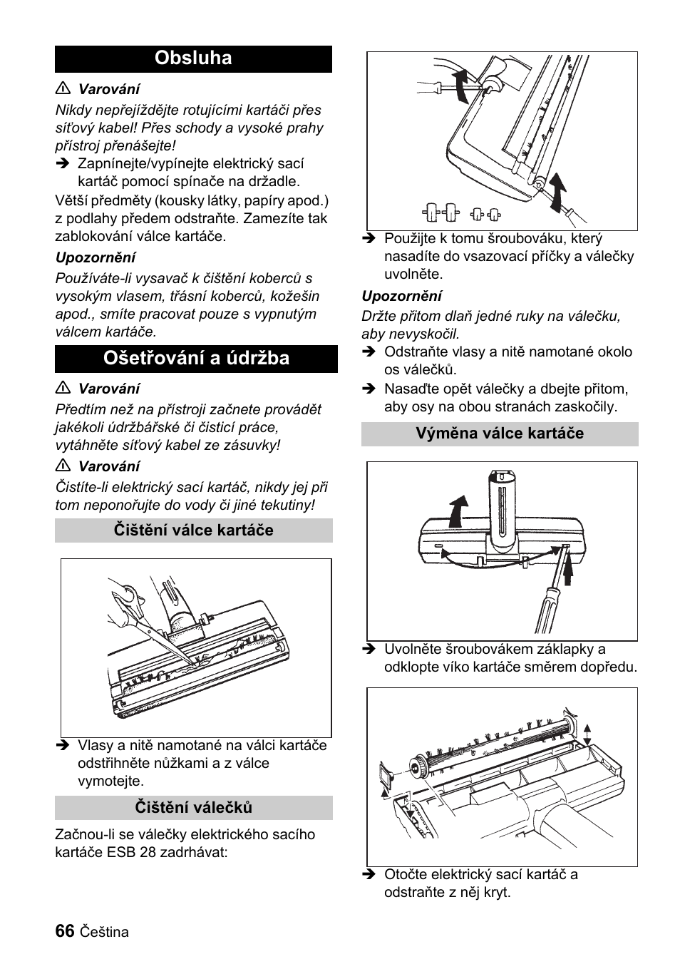 Obsluha ošetřování a údržba | Karcher T 9-1 Bp User Manual | Page 66 / 112