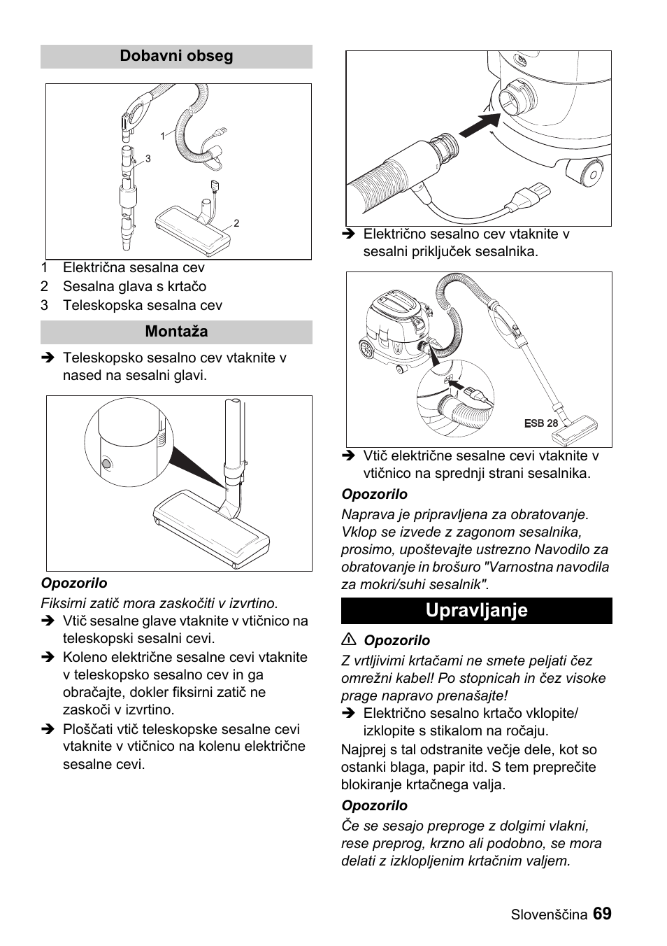 Upravljanje | Karcher T 9-1 Bp User Manual | Page 69 / 112