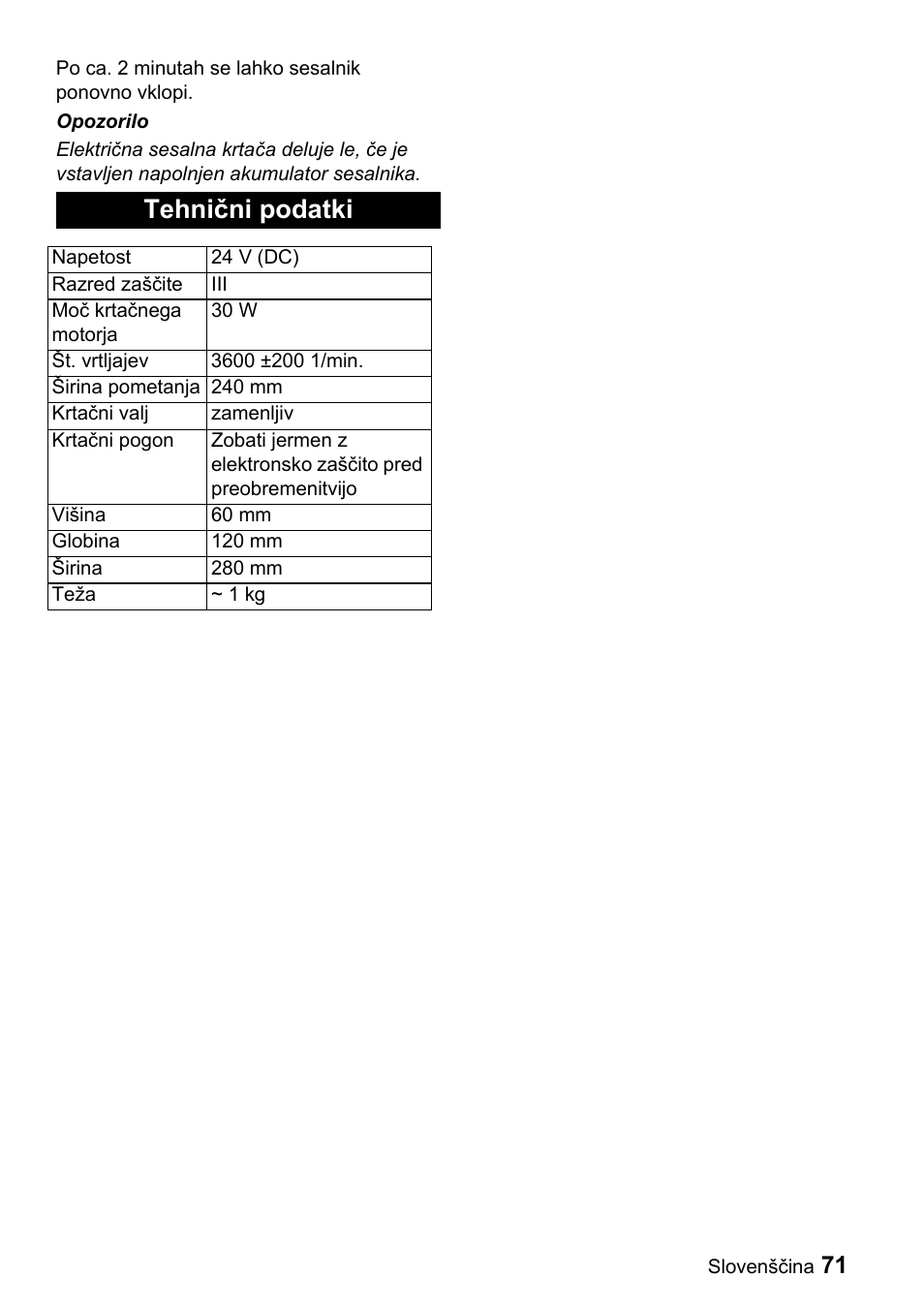 Tehnični podatki | Karcher T 9-1 Bp User Manual | Page 71 / 112