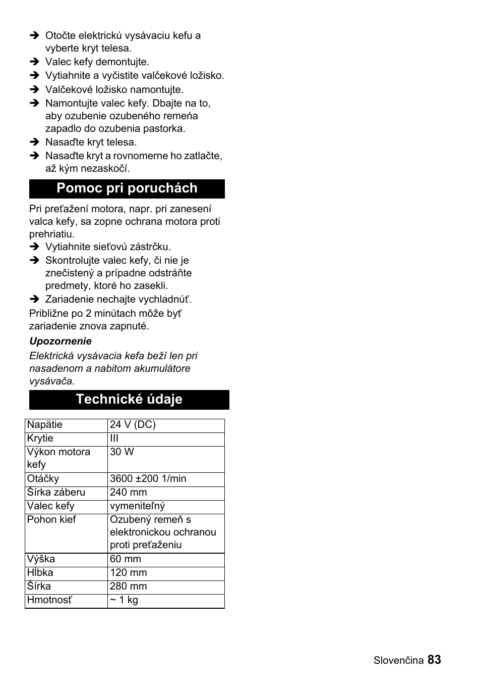 Pomoc pri poruchách technické údaje | Karcher T 9-1 Bp User Manual | Page 83 / 112