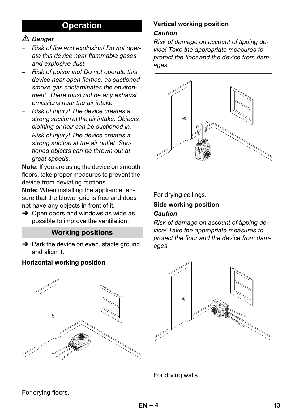 Operation | Karcher AB 20 User Manual | Page 13 / 204
