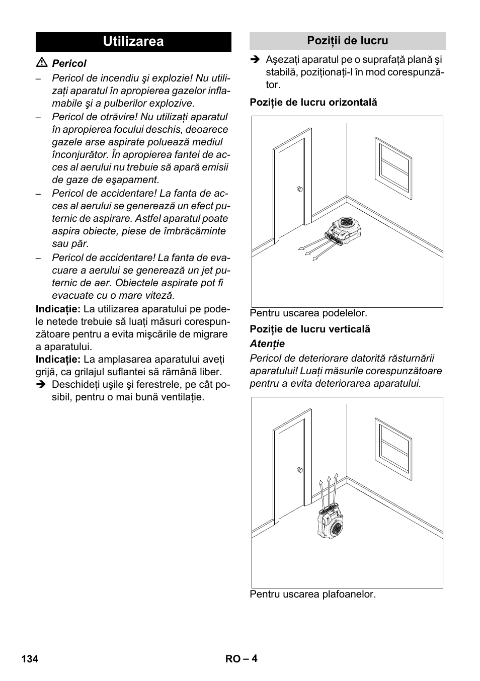 Utilizarea | Karcher AB 20 User Manual | Page 134 / 204