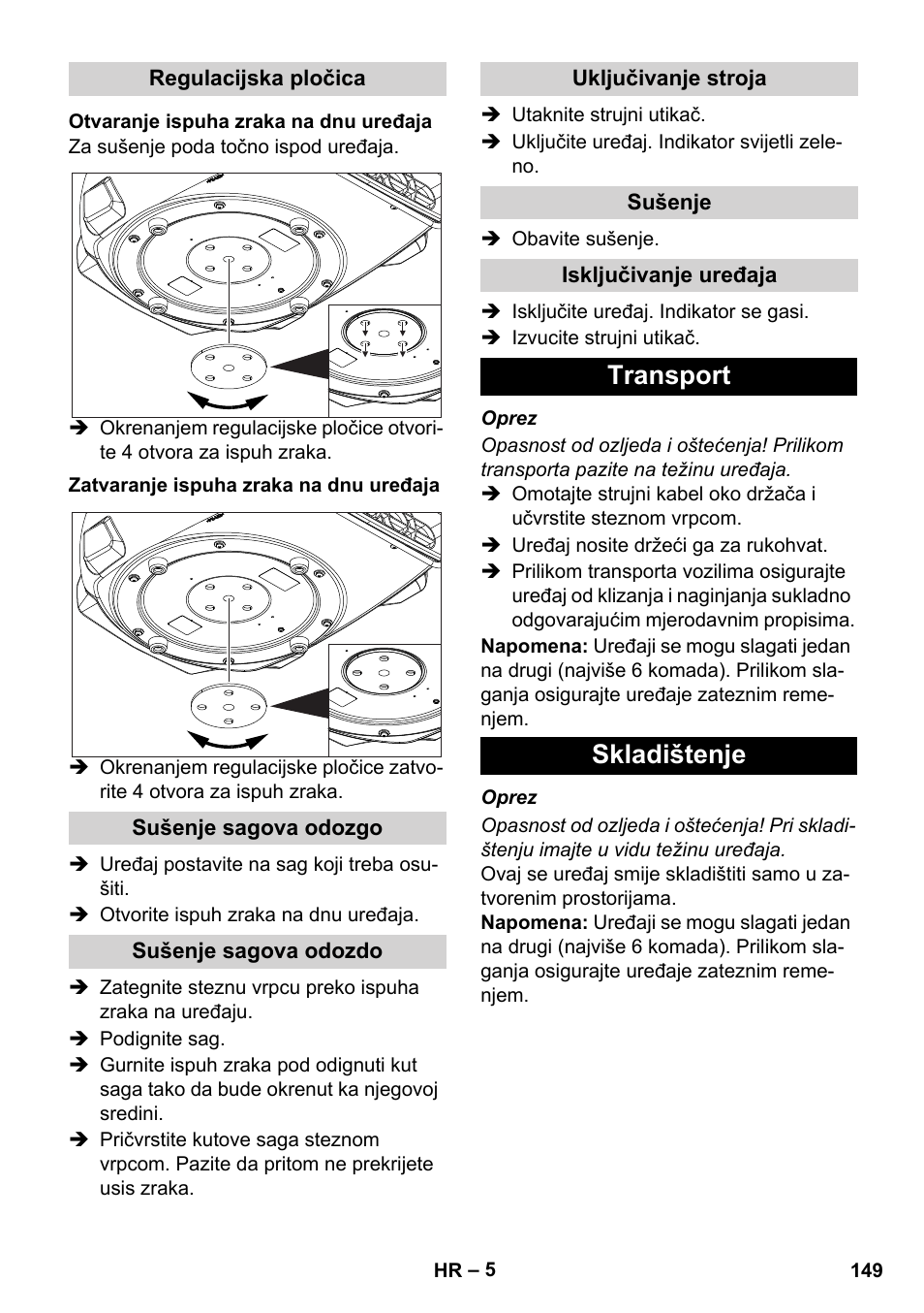 Transport skladištenje | Karcher AB 20 User Manual | Page 149 / 204