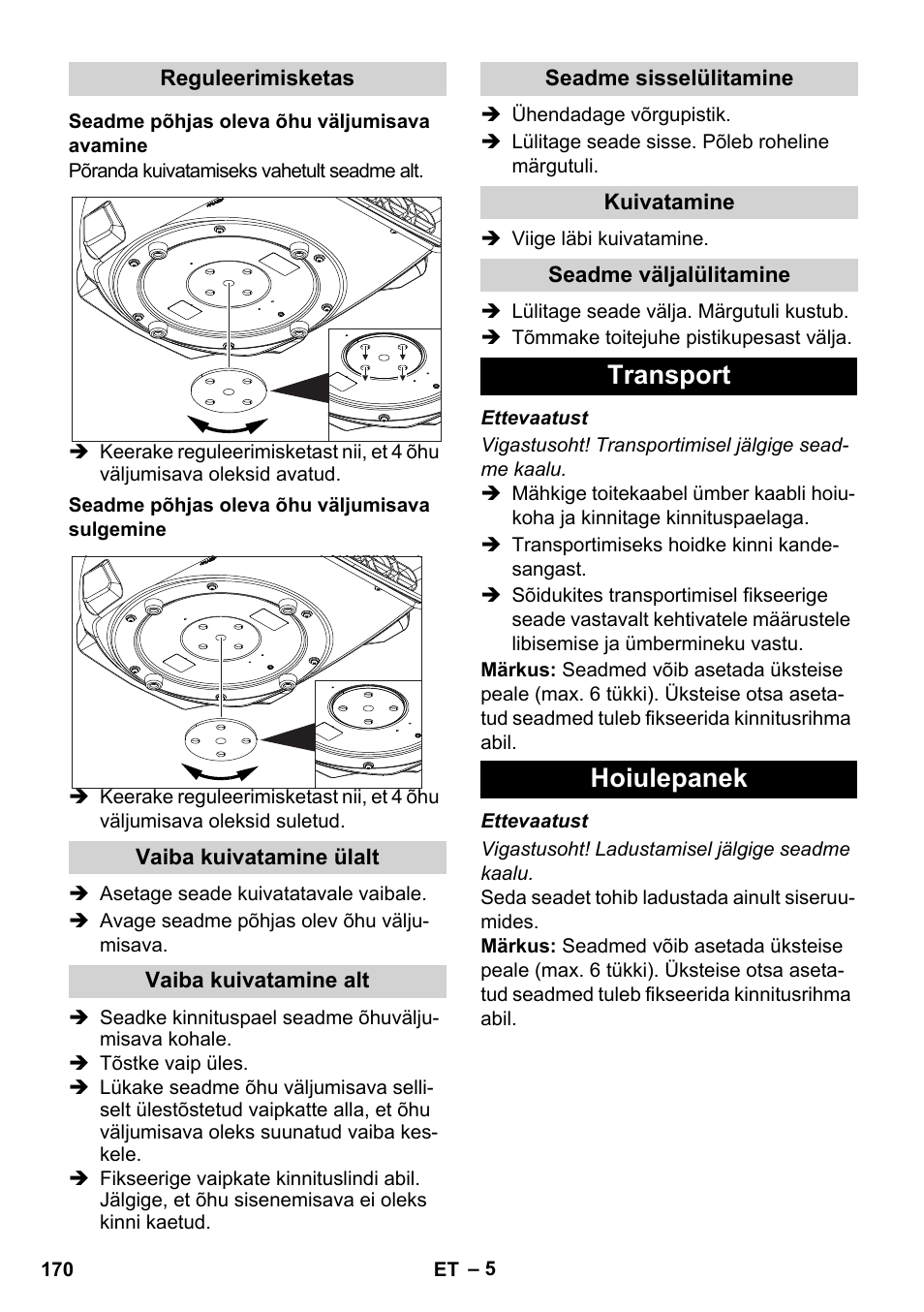 Transport hoiulepanek | Karcher AB 20 User Manual | Page 170 / 204