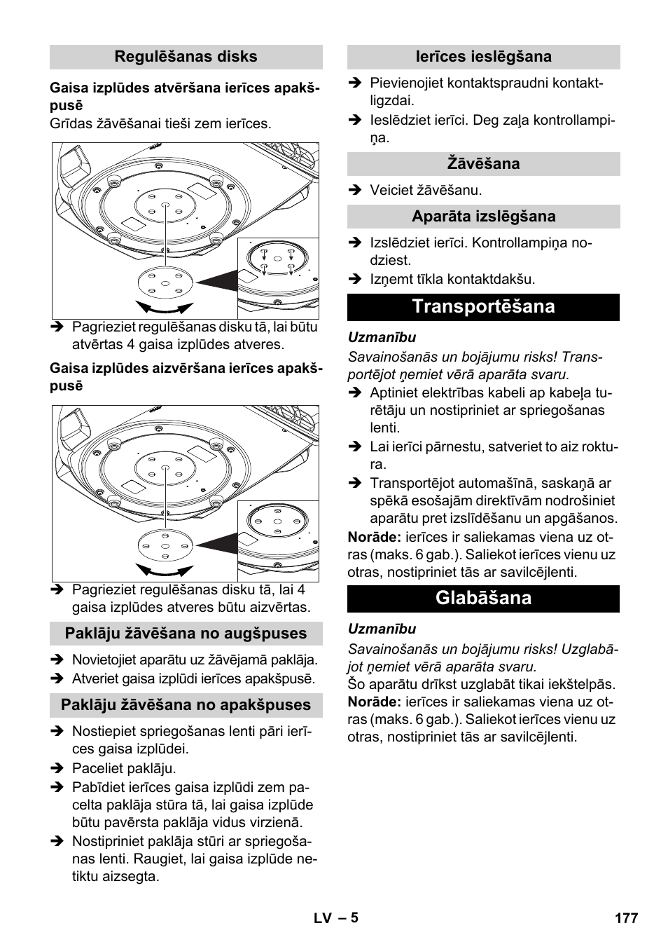 Transportēšana glabāšana | Karcher AB 20 User Manual | Page 177 / 204