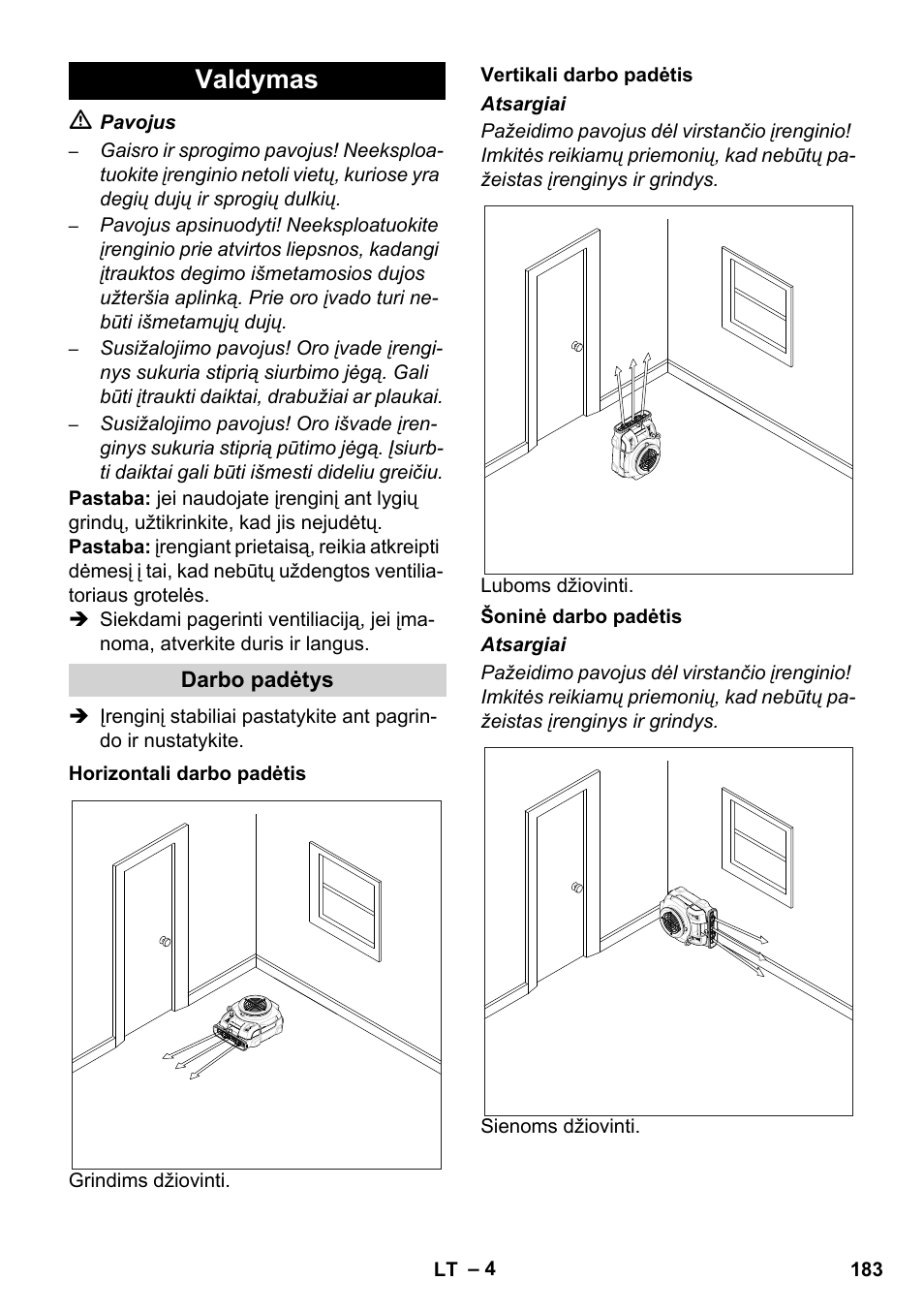 Valdymas | Karcher AB 20 User Manual | Page 183 / 204