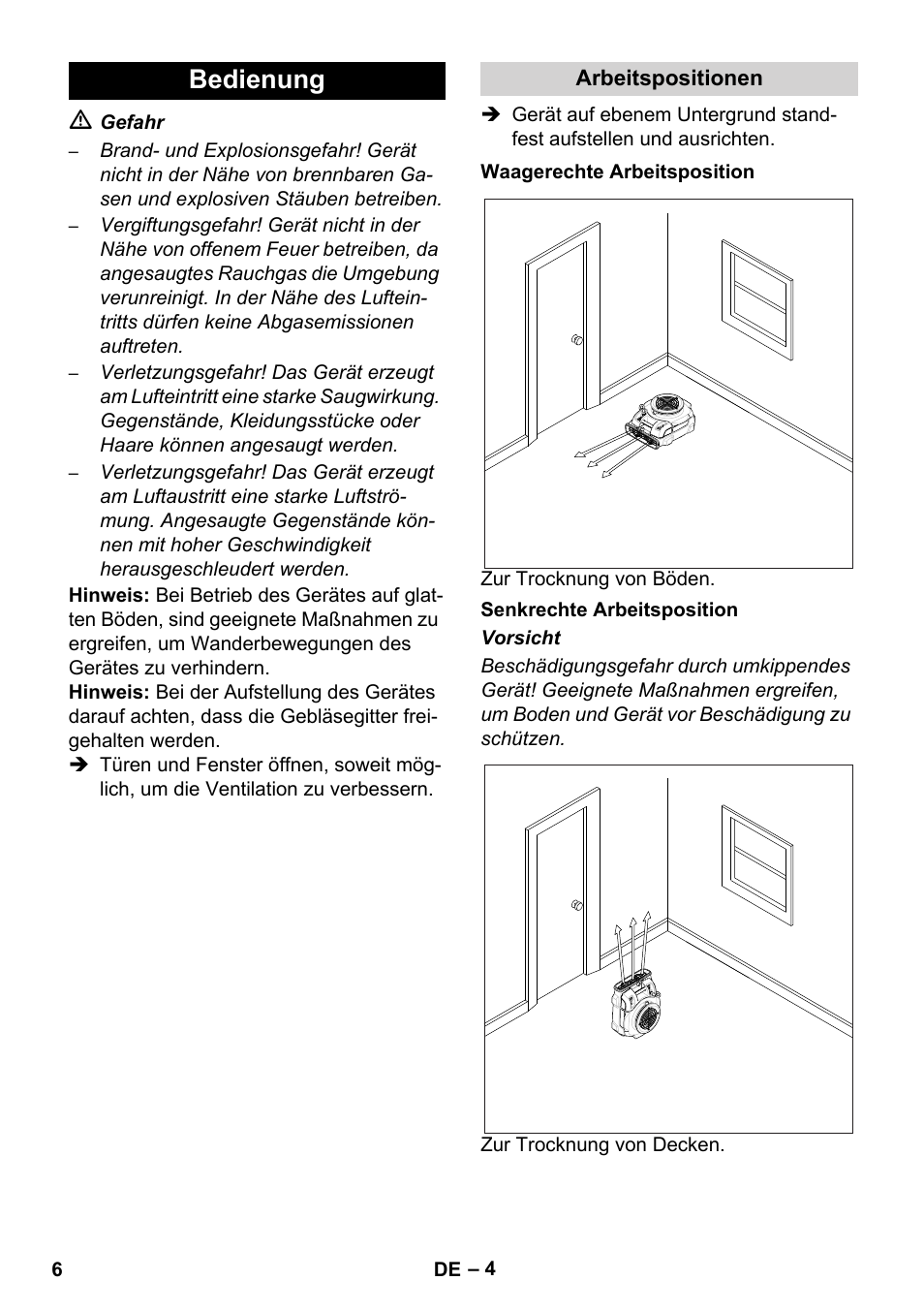 Bedienung | Karcher AB 20 User Manual | Page 6 / 204