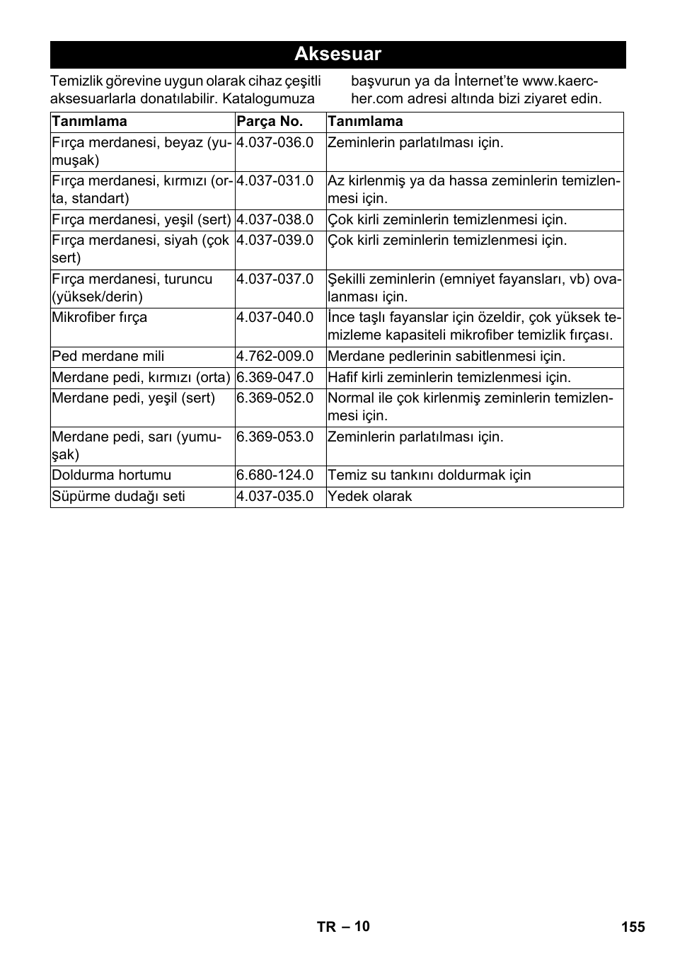 Aksesuar | Karcher BR 35-12 Bp Pack User Manual | Page 155 / 340