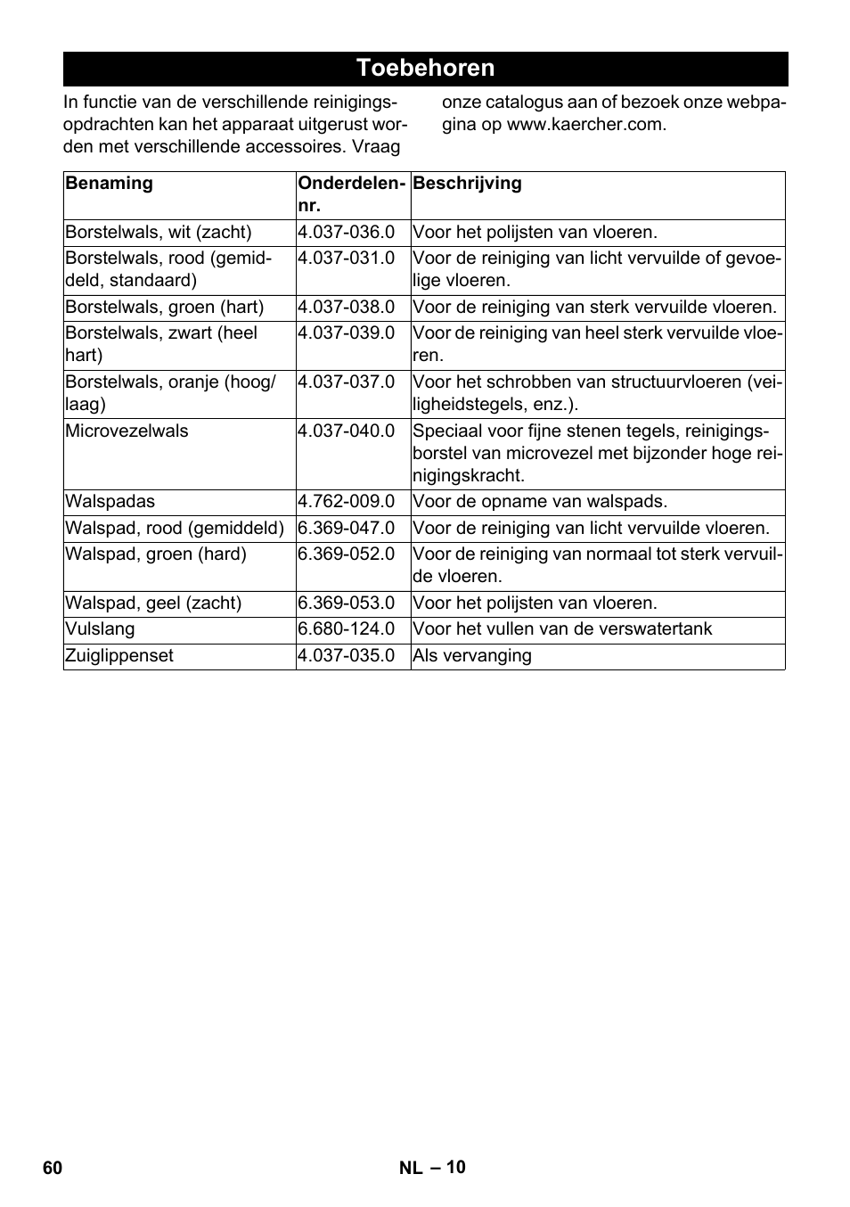 Toebehoren | Karcher BR 35-12 Bp Pack User Manual | Page 60 / 340