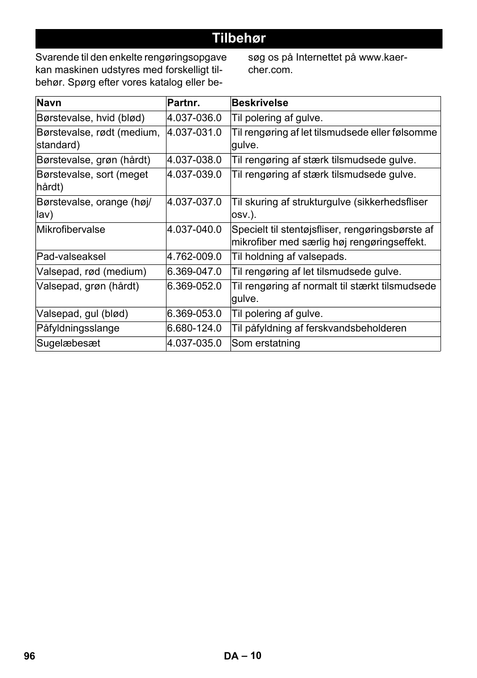 Tilbehør | Karcher BR 35-12 Bp Pack User Manual | Page 96 / 340