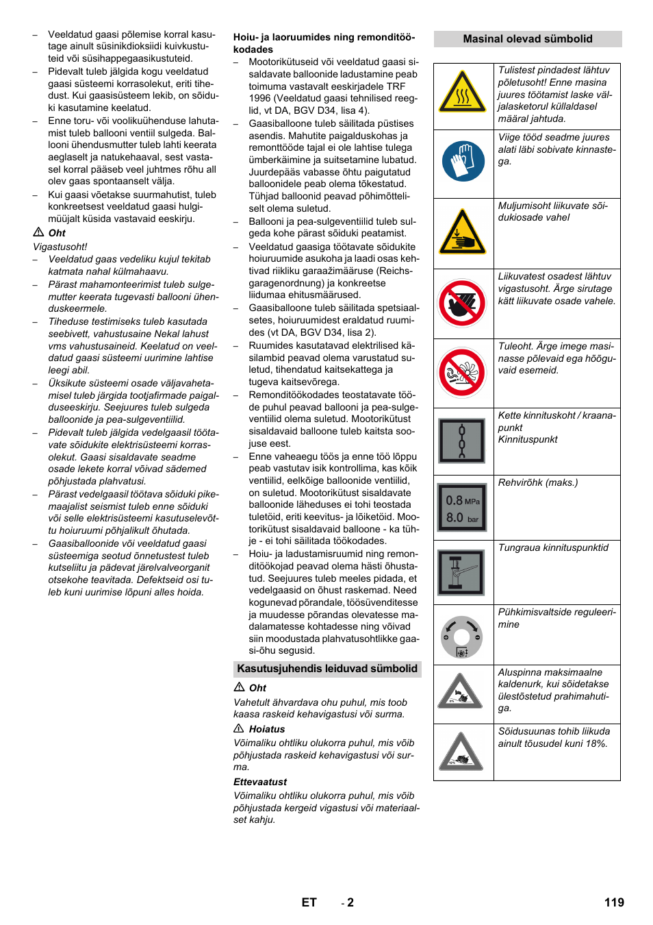 Karcher KM 150-500 LPG User Manual | Page 119 / 148