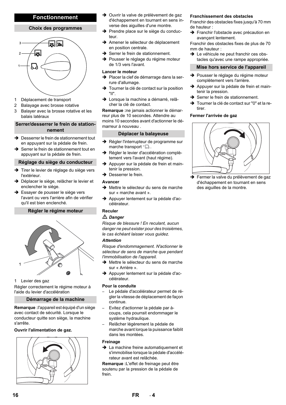 Fonctionnement | Karcher KM 150-500 LPG User Manual | Page 16 / 148