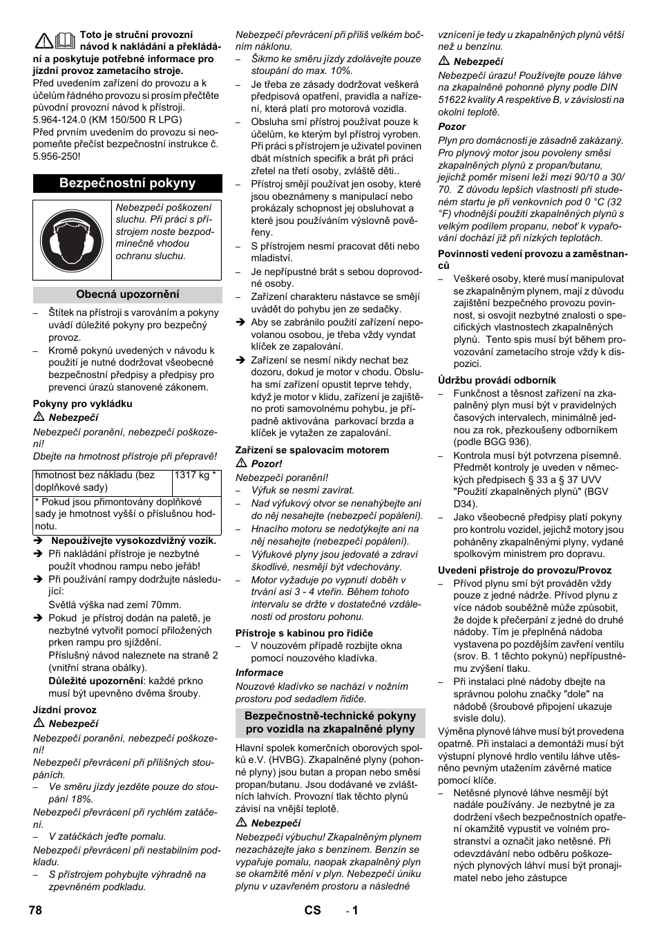 Čeština, Eština, Bezpečnostní pokyny | Karcher KM 150-500 LPG User Manual | Page 78 / 148