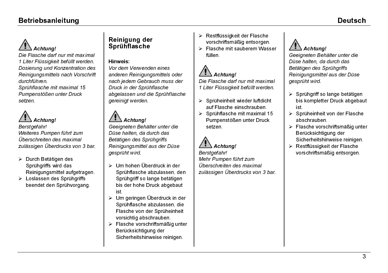 Reinigung der sprühflasche | Karcher BDP 50-1500C User Manual | Page 3 / 10