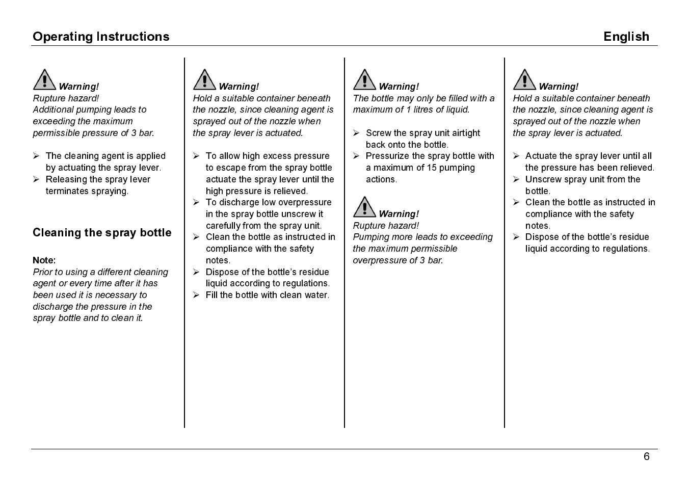 Cleaning the spray bottle | Karcher BDP 50-1500C User Manual | Page 6 / 10